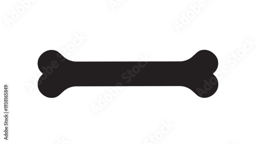 Bone silhouette icon with white background and simple black outline representing a dog treat or animal bone symbol