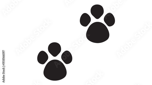 Paw prints icon with simple silhouette for pet and animal tracking on a white background for graphic design
