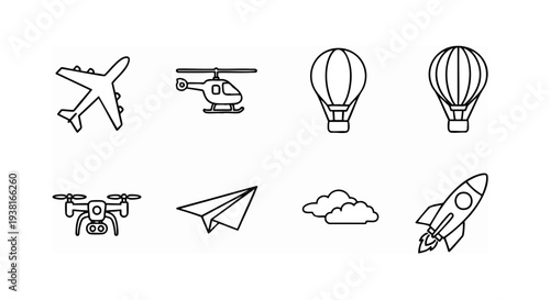 Minimalist Flight and Aviation Glyph Icon Set