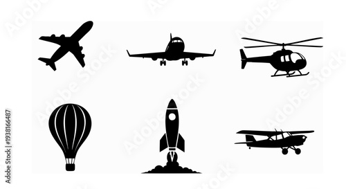 silhouettes of airplanes vector