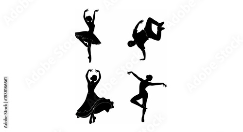 Elegant Dancer Pose Silhouettes