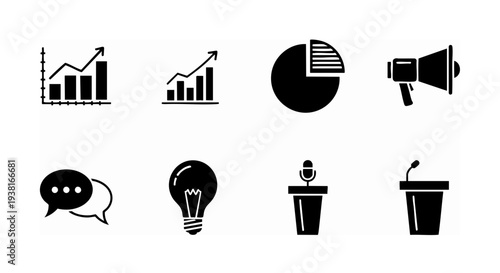 Corporate Presentation and Seminar Glyph Icon Collection
