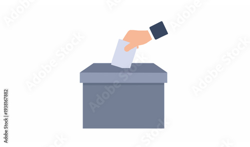 Hand Voting Ballot Box Icon Vector Flat Election Vote Concept Isolated on White Background