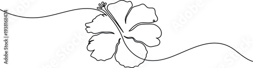 Hibiscus flower continuous one line art drawing minimalist style
