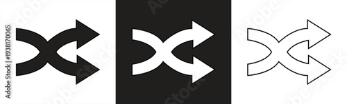 Random vector icon set. Random playlist. Mix music. Cross random icon. Vector illustration