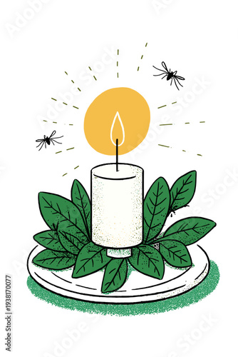 Minimalist Citronella Candle Repelling Mosquitoes