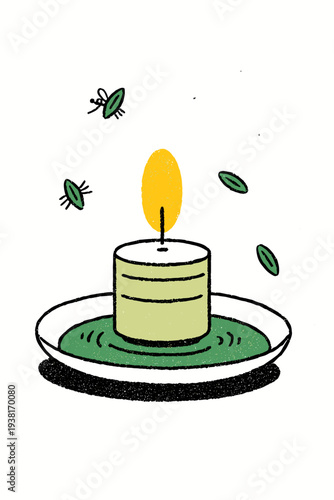 Minimalist Citronella Candle Repelling Mosquitoes