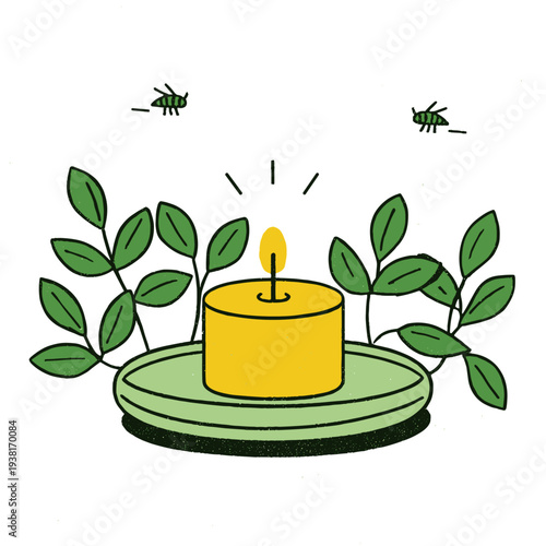 Minimalist Citronella Candle Repelling Mosquitoes