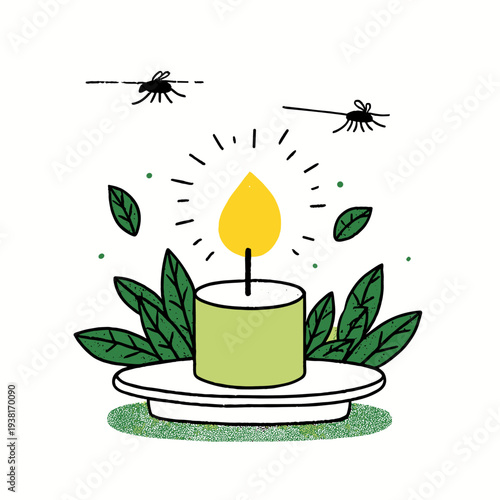 Minimalist Citronella Candle Repelling Mosquitoes