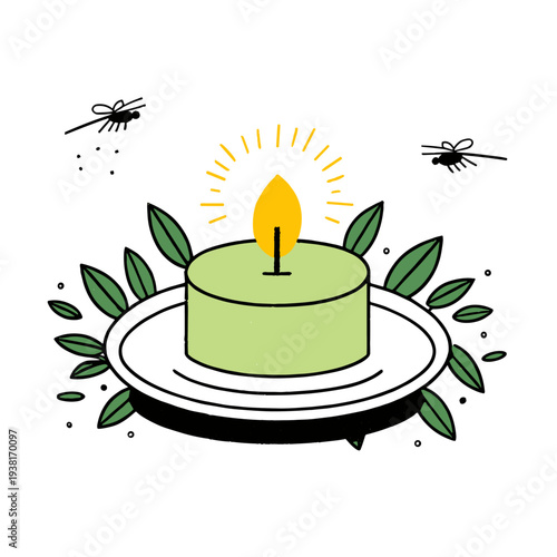 Minimalist Citronella Candle Repelling Mosquitoes