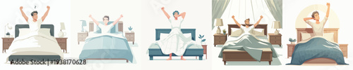 vector of a man wakes up