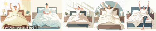 vector of a man wakes up