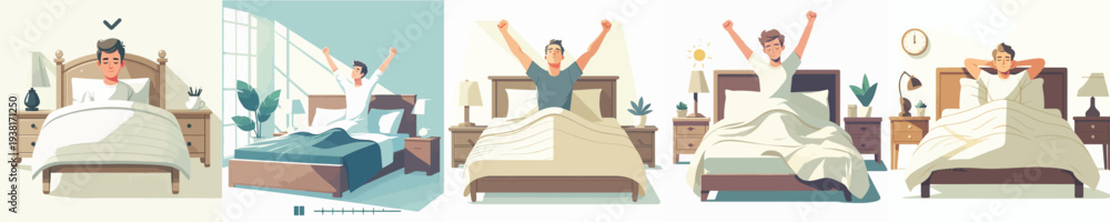 Fototapeta premium vector of a man wakes up