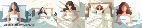 vector of a woman wakes up