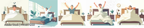 vector of a man wakes up