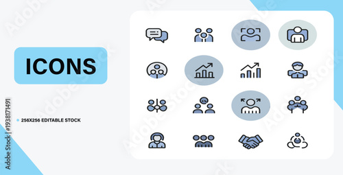 Digital Icons: A comprehensive set of modern icons, ideal for web design, app development, and various digital interfaces. The collection offers clean and versatile elements for enhancing any project.