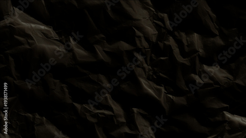 Crumpled paper texture with dark shadows and creased surface for background use