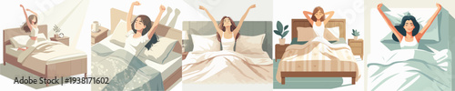 vector of a woman wakes up