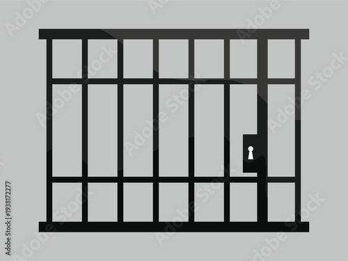 Prison fence, prison metal bars, criminal or punishment