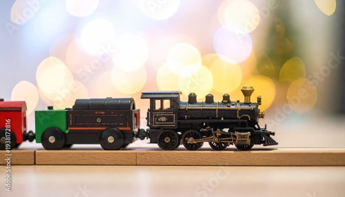 Wallpaper Mural Toy Train Set on Wooden Track. Torontodigital.ca