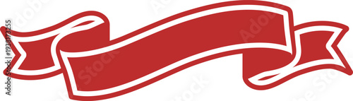 赤い湾曲したリボンのイラスト