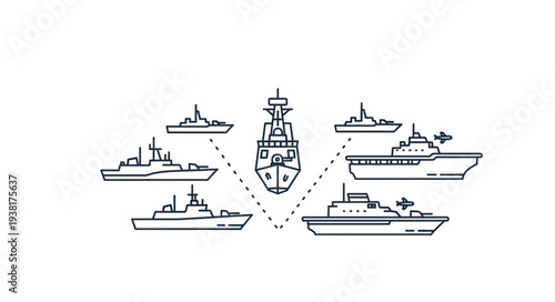Naval Ships Formation Illustration Design.
