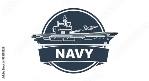 Navy Aircraft Carrier Logo Illustration.