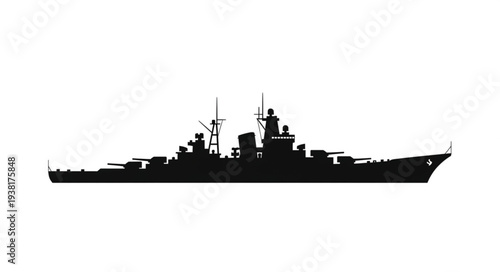 Navy Destroyer Ship Silhouette Profile.