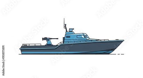 Modern Navy Patrol Boat Illustration.