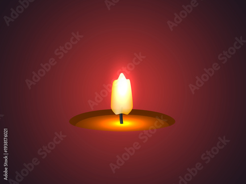 暗闇の中で静かに灯るキャンドルの炎と温かい光のグラデーション背景、癒しや祈りをイメージしたロウソクの光の幻想的イラスト