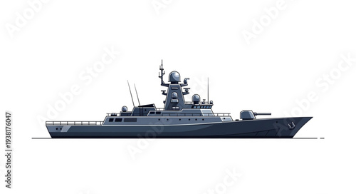 Modern Navy Warship at Sea.