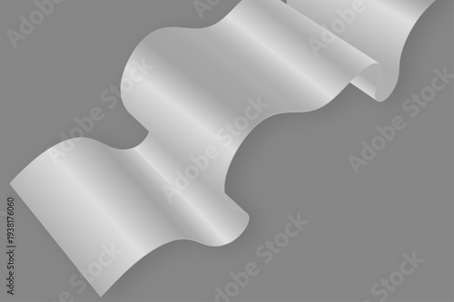 柔らかくカーブする白い紙のウェーブが美しいミニマル背景素材、シンプルで上品な立体ペーパーカット風抽象デザインバックグラウンド