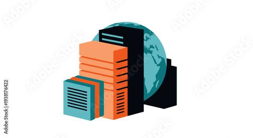 Cloud computing infrastructure with global data server network concept and digital storage