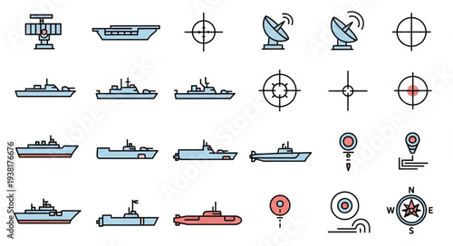 Nautical Navigation Icons and Symbols.