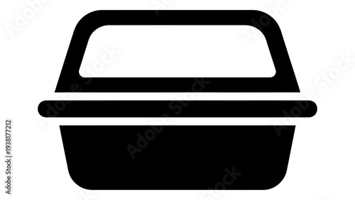 Black Food Portion Container Icon Silhouette, Representing Organized Meal Storage and Portion Control, Isolated on White