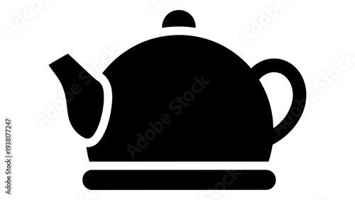 Black Teapot Cozy Cover Icon, Isolated on White Background, Minimalist Design for Tea Time and Beverage Service