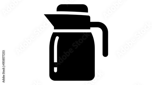 Black Insulated Water Carafe Icon Vector Illustration, Simple Design for Hot and Cold Beverage Storage, Isolated on Whit