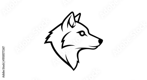 Black and White Wolf Head Illustration.