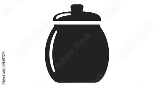 Ceramic Spice Jar with Lid for Cooking and Kitchen Storage, Food Container Icon for Preserving Herbs and Seasonings