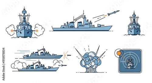Navy Ship Illustrations and Radar.