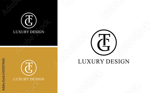 Luxury monogram logo with TG initials inside elegant circle. Minimal premium branding design suitable for boutique hotel fashion jewelry and high end business identity