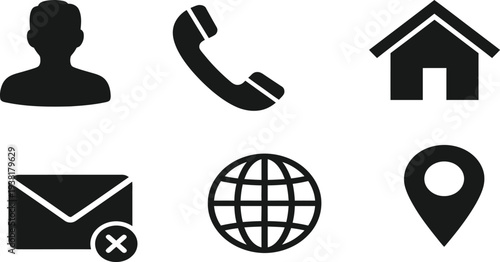 Collection of basic communication and location icons