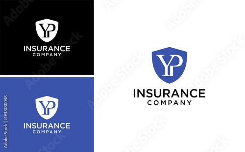 initial YP Insurance Company Logo Icon Vector with Shield Monogram Symbol for Finance Protection Corporate Branding Identity Design