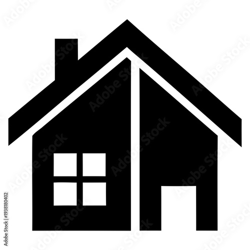 A simple house illustration with a chimney and a door
