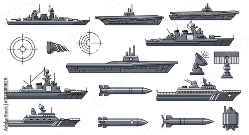 Navy Ships and Naval Equipment Illustrations.
