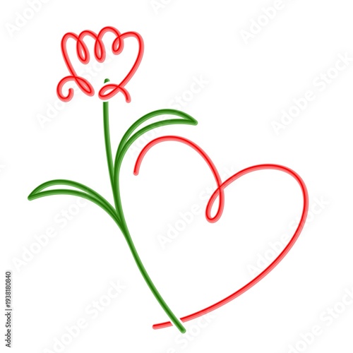 Red tulip with heart.