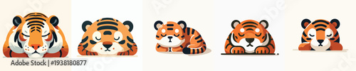 vector of a sleeping tiger