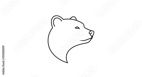 Bear Head Side View Illustration.