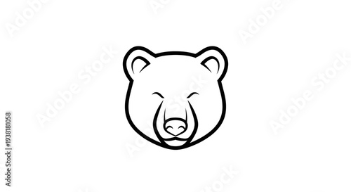 Bear Face Line Drawing Illustration.