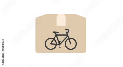 Bicycle Icon on Cardboard Box.